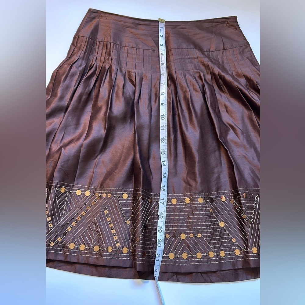 Y2K Alfani Brown Gold Embellished Bubble Skirt Size 2P - Picture 9 of 10